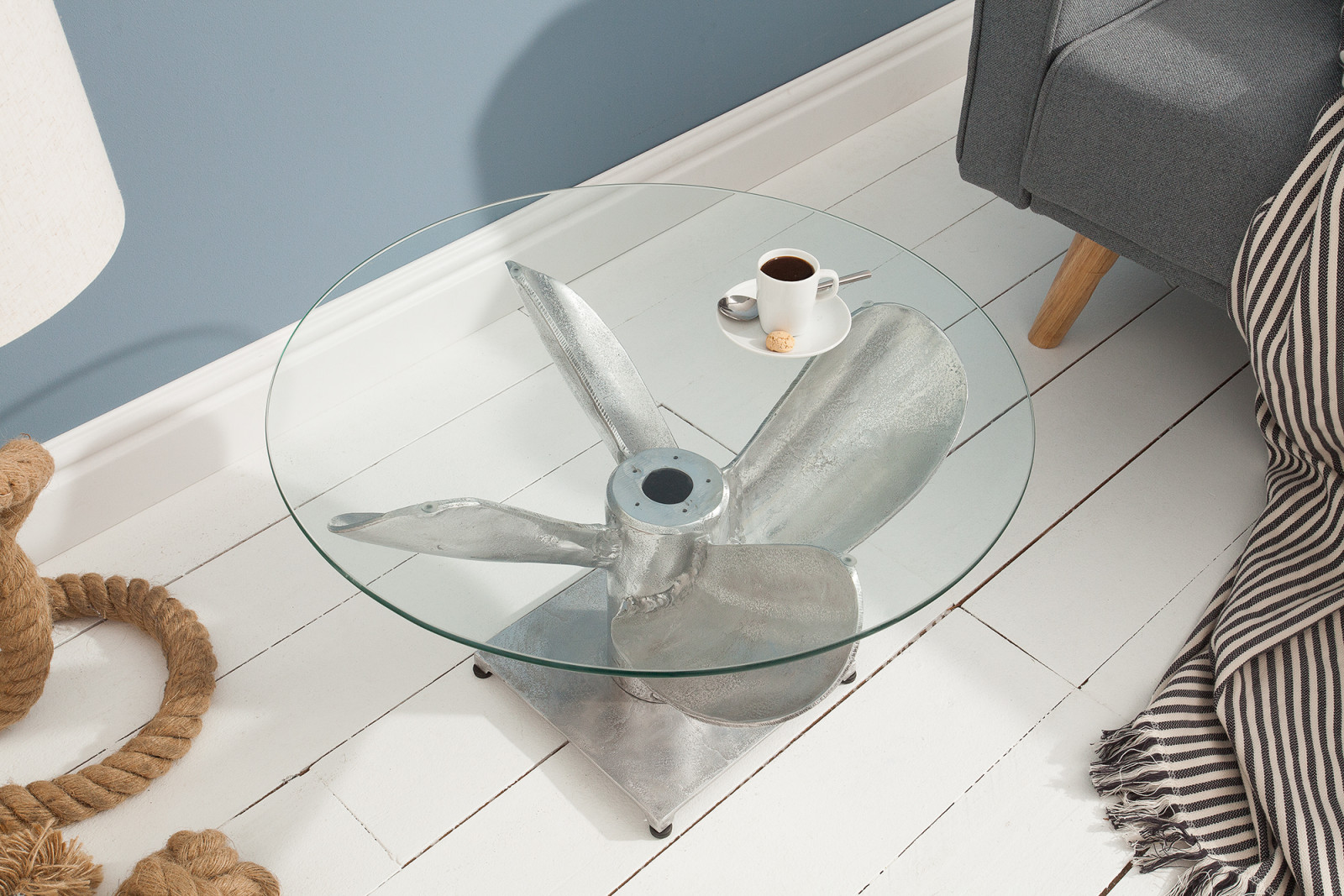 Captain üveg dohányzóasztal