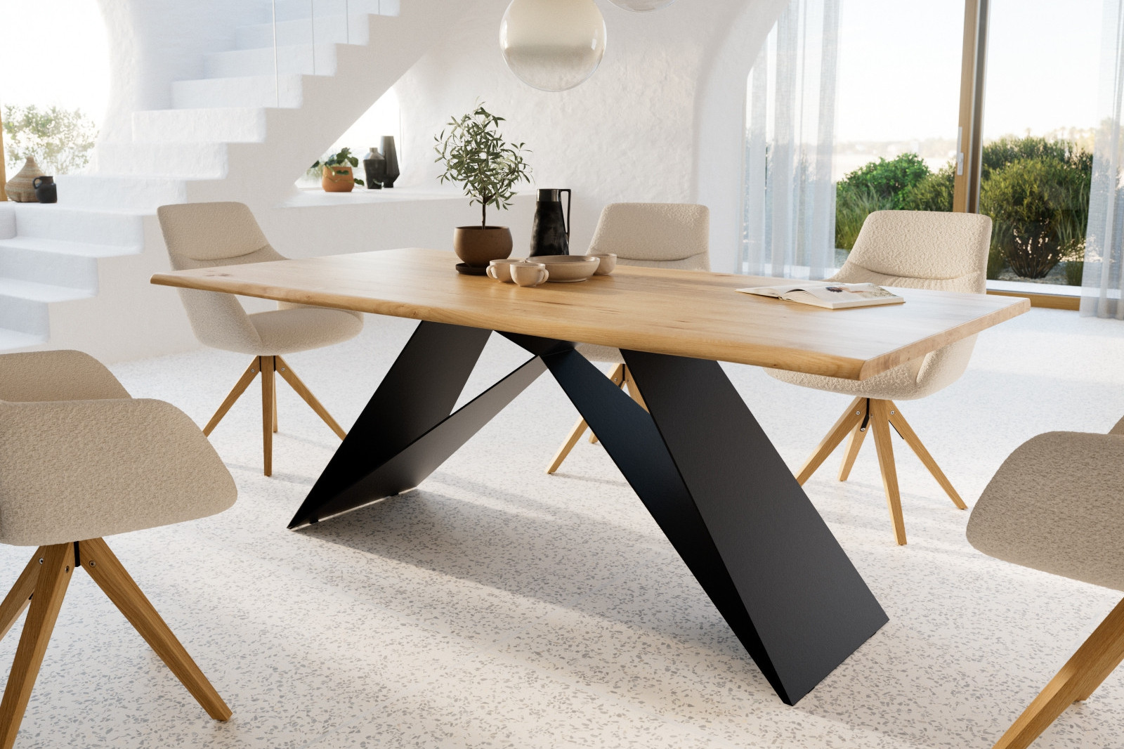 Modern, tömörfa étkezőasztal