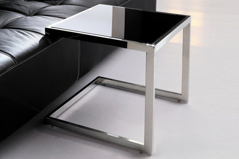 JENNA design üveg lerakóasztal - fekete/fehér Asztal