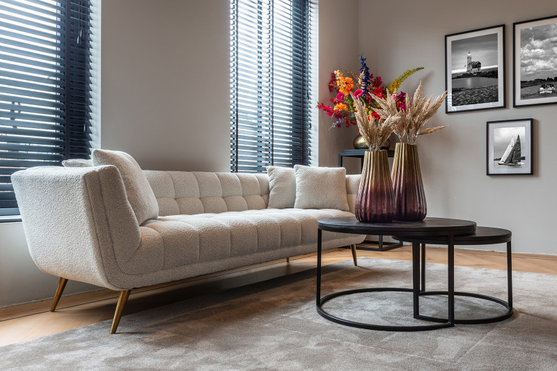 HOUXLEY design kanapé - 230cm - antracit/beige/fehér RICHMOND