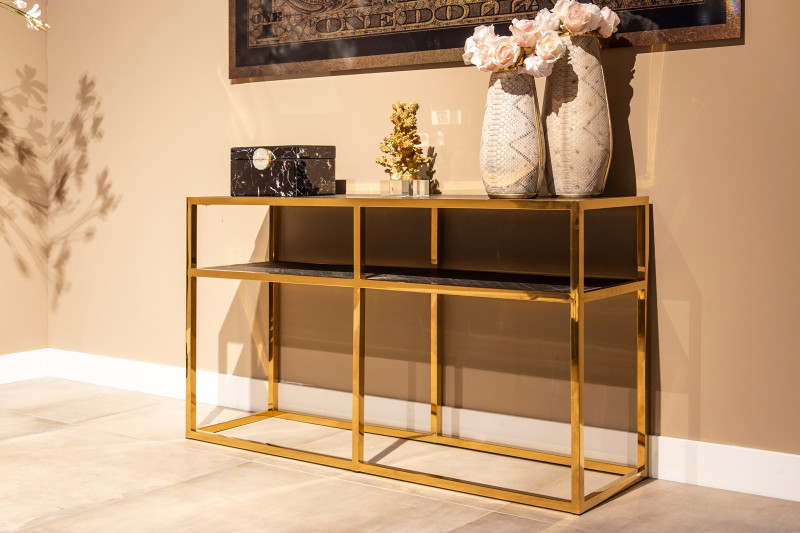 BLACKBONE exkluzív konzolasztal - 150cm - arany/ezüst Asztal