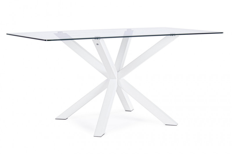 RAY modern üveg étkezőasztal - 160cm - ezüst/fehér/akác Étkezőasztalok