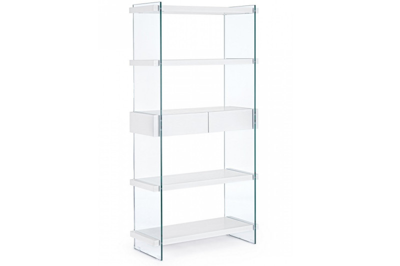 LOMANTE modern üveg polc - 180cm - fehér/tölgy