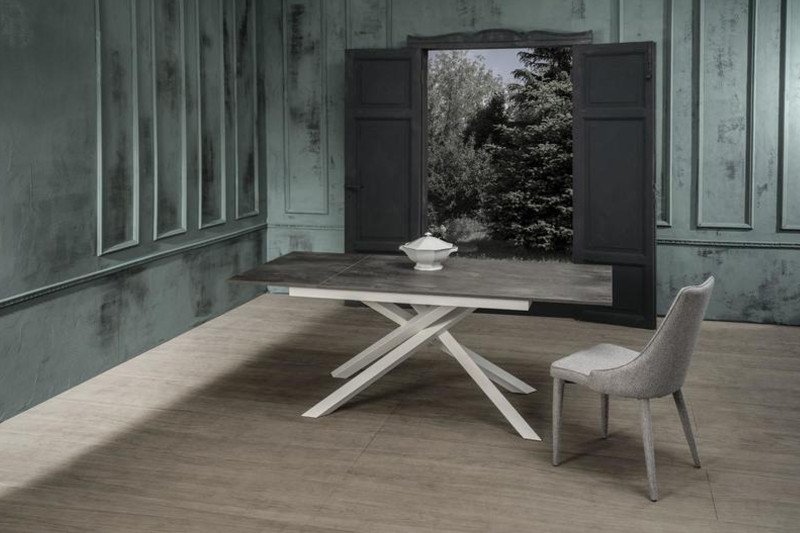 PULSE bővíthető design étkezőasztal - szürke beton dekor Bővíthető étkezőasztal