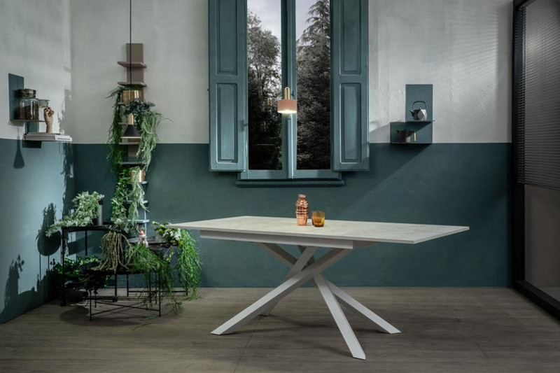 PULSE bővíthető design étkezőasztal - világos beton dekor