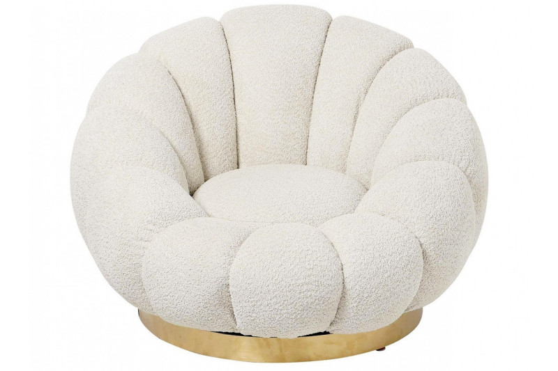 FLOREL design boucle forgófotel - beige/fehér/mályva BIZZOTTO