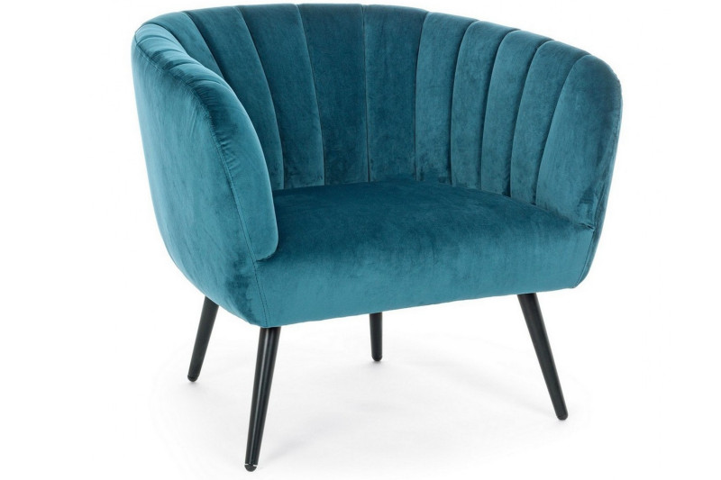 VANELLE design bársony fotel - kék/szürke BIZZOTTO