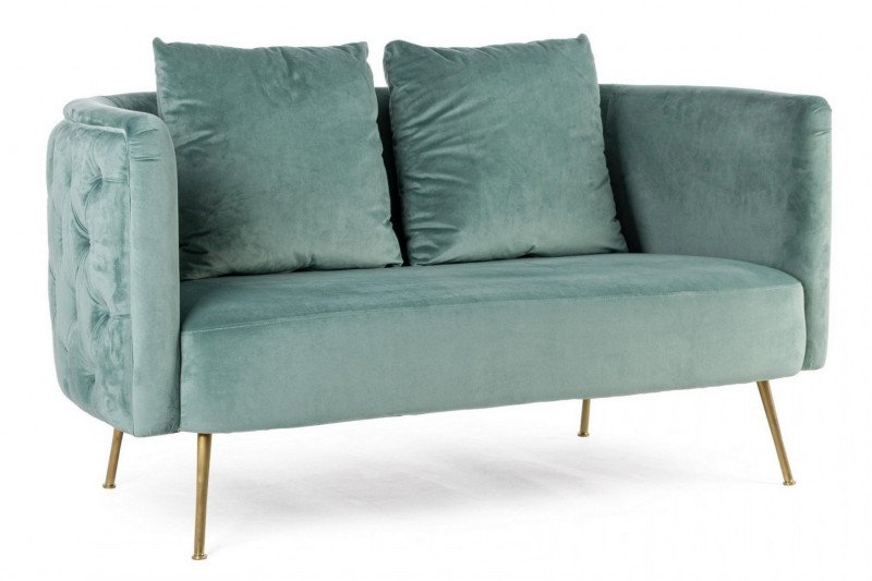 TENBURY design bársony kanapé - 144cm- türkiz/kék BIZZOTTO