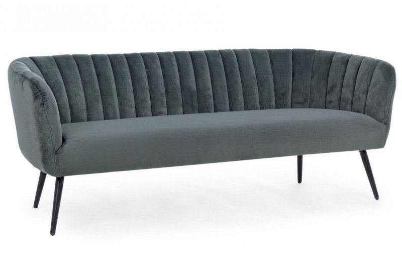 VANELLE design bársony kanapé - 175cm - szürke/kék