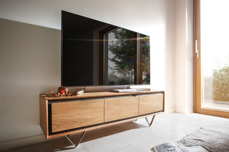 STONEGRACE-II prémium akác TV-szekrény - 145/200cm - natúr bútor