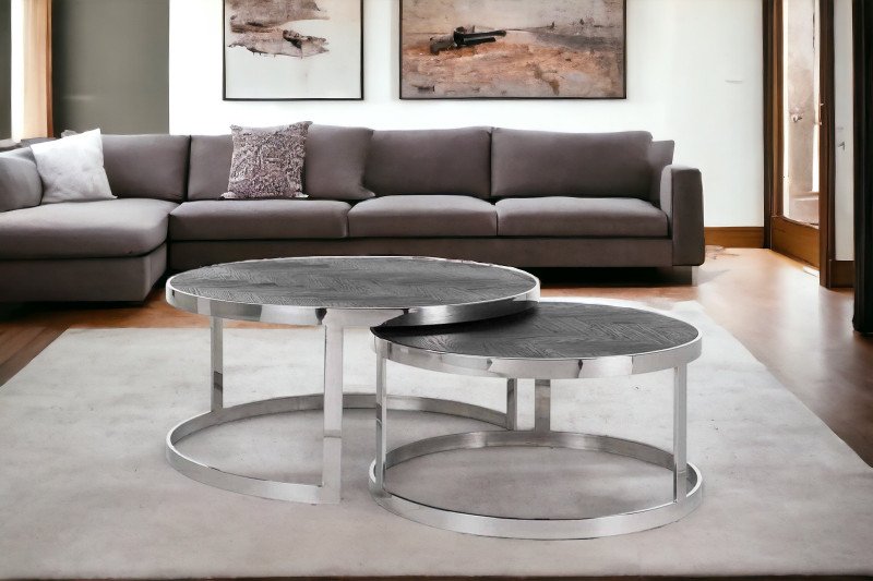 BLACKBONE exkluzív dohányzóasztal szett -90cm- arany/ezüst
