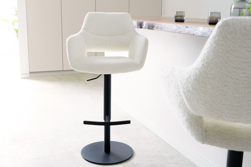 VESTA prémium bárszék - fehér bouclé DELIFE