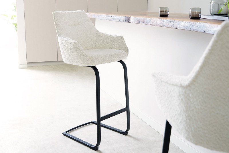 HARMONIA prémium bárszék - fehér bouclé DELIFE