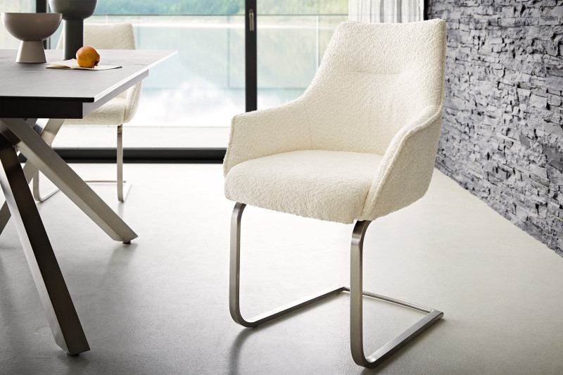 HARMONIA prémium étkezőszék - fehér bouclé DELIFE