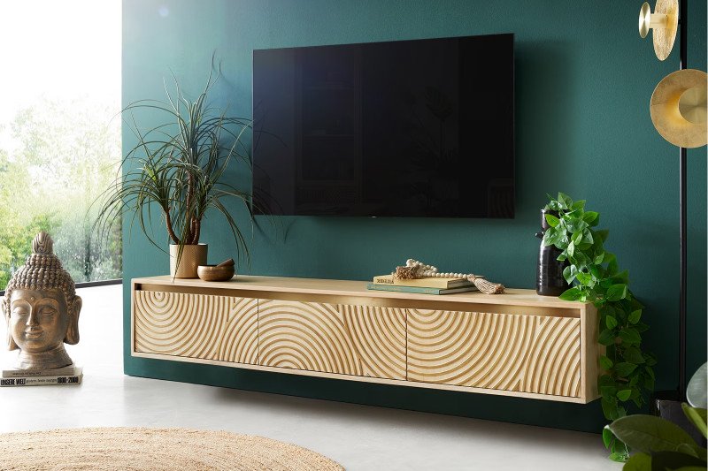 CIRCULO prémium mangófa fali TV-szekrény - 175/220cm bútor