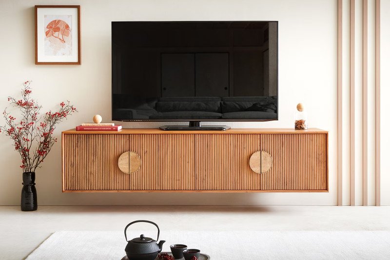 SURIMU prémium akác fali TV-szekrény - 175/240cm