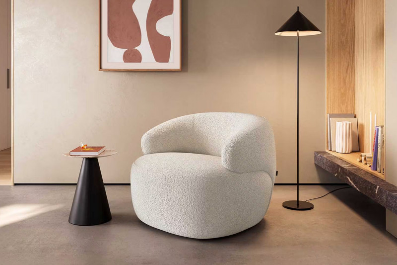 BONILLA design bouclé fotel - fehér/szürke DELIFE