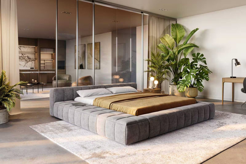 PAVAROTTI prémium  ágykeret -180cm - taupe/szürke DELIFE