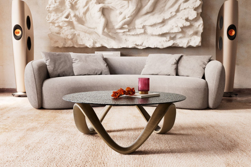 MERIDA design dohányzóasztal - 90cm - arany/ezüst DELIFE