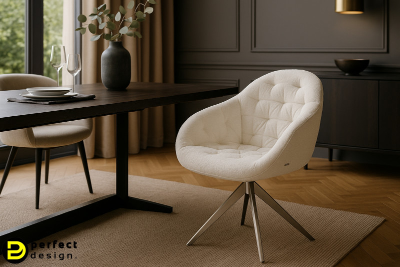 GAIO-II prémium boucle étkezőszék - beige/fehér/szürke DELIFE
