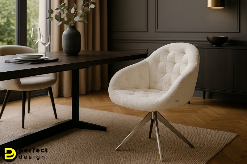GAIO-II prémium boucle étkezőszék - beige/fehér/szürke DELIFE