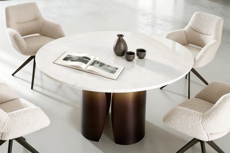 LUCENTE prémium márvány étkezőasztal - 140m - arany/ezüst DELIFE