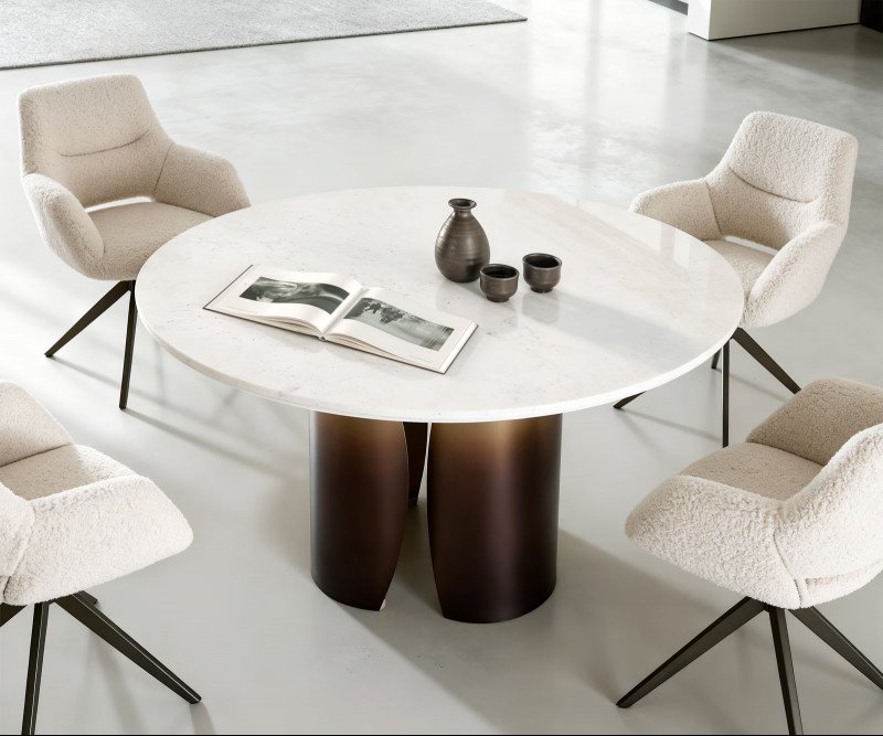 LUCENTE prémium márvány étkezőasztal - 140m - arany/ezüst