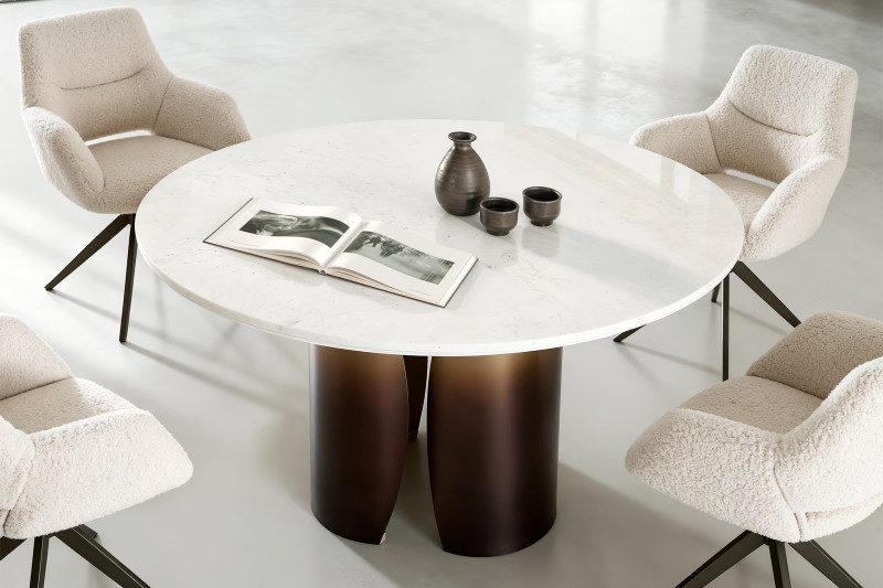 LUCENTE prémium márvány étkezőasztal - 140m - arany/ezüst DELIFE