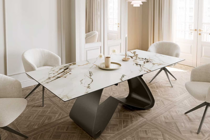 ELEMENTO prémium kerámia étkezőasztal - 180-220cm - calacatta