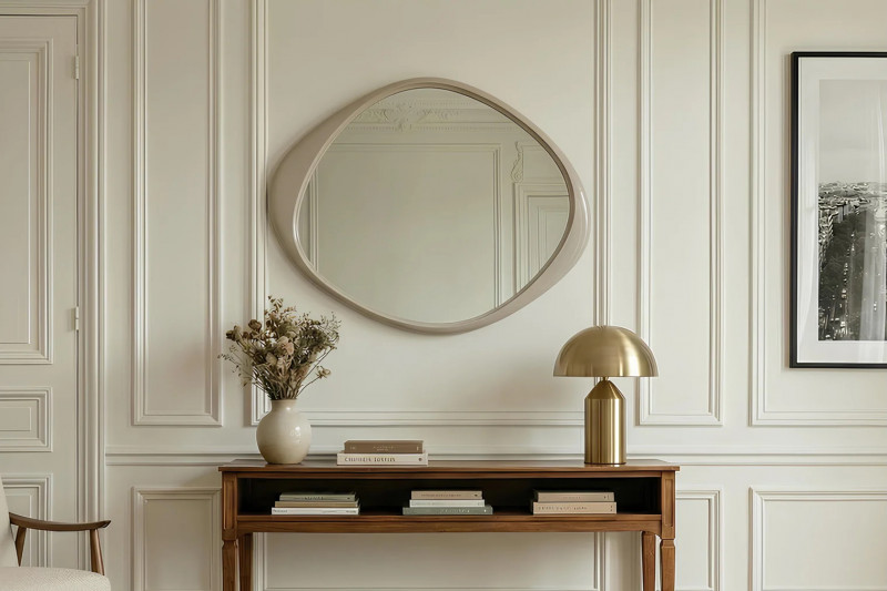 ORGANIC modern tükör - 90cm - beige/rózsaszín INVICTA