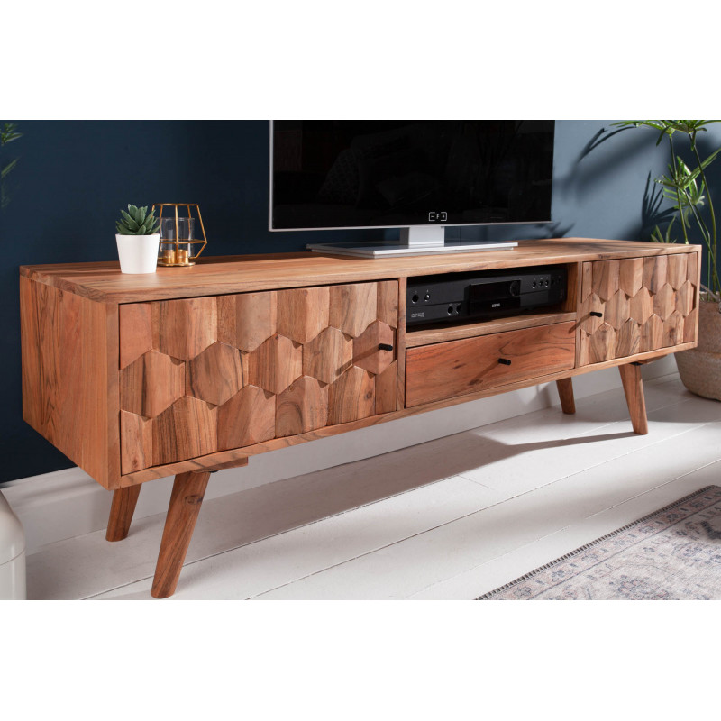 HEXAGON tömör akác Tv-szekrény - 140cm