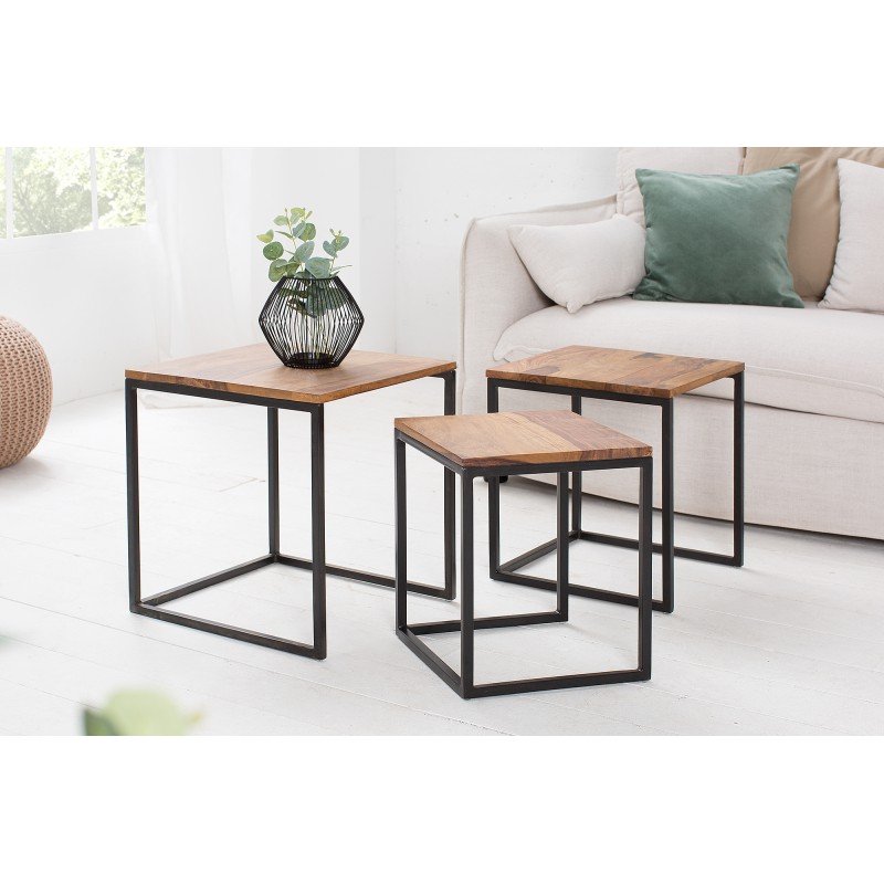 FUSIO tömör rózsafa lerakóasztal szett