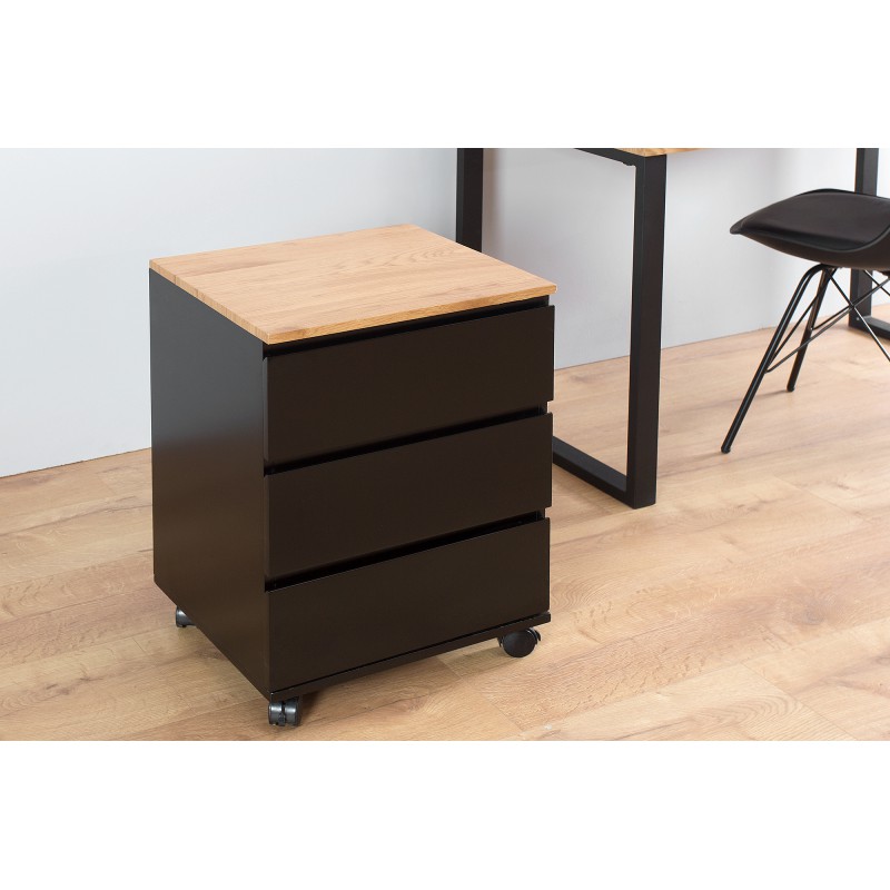 BIG DEAL görgős tároló - fekete/tölgy