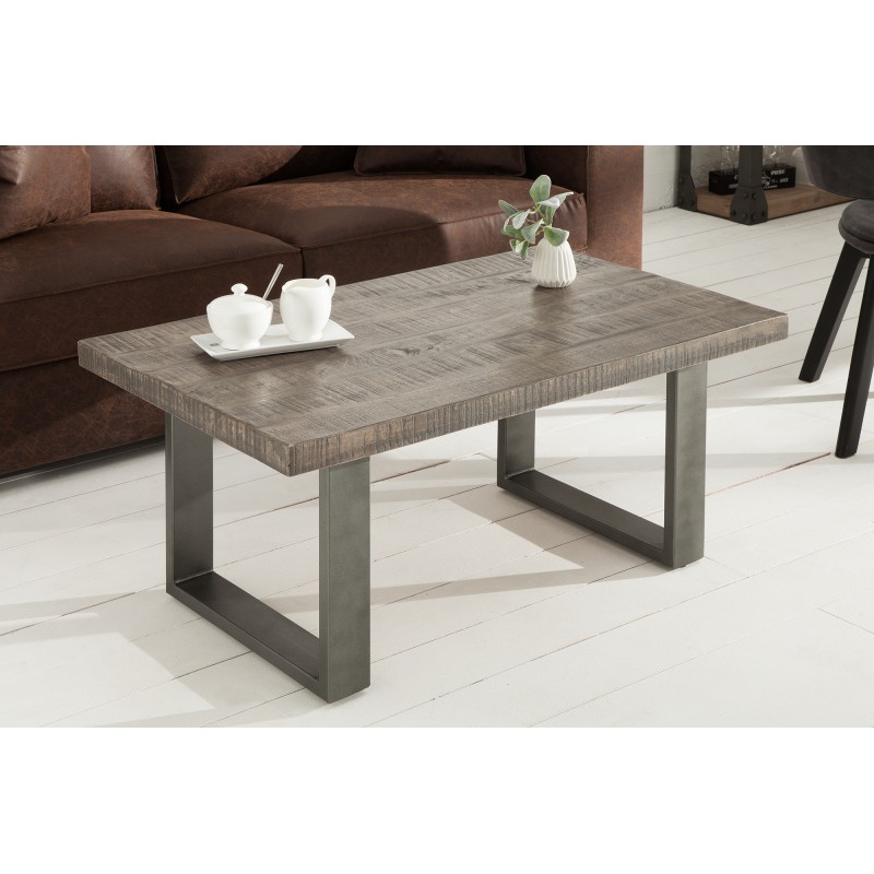 CRAFTER tömör mangófa dohányzóasztal - szürke