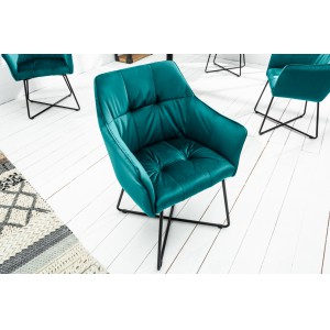 BERNARD design bársony szék - türkiz