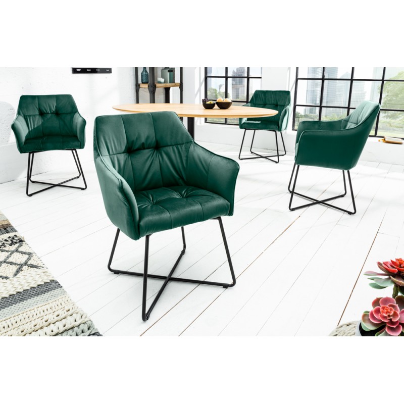 BERNARD design bársony szék - zöld
