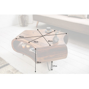CAMBER tömör rózsafa dohányzóasztal - 90cm