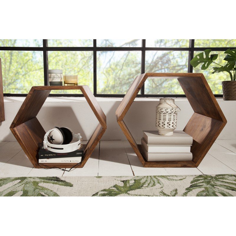 HEXAGONAL tömör rózsafa polc szett