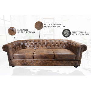 CHESTER design 3 személyes kanapé - antik kávé