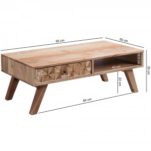 REWA tömör akác dohányzóasztal - 95cm