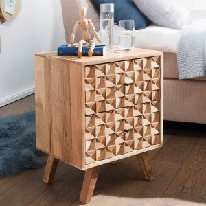 REWA tömör akác éjjeliszekrény - 44cm