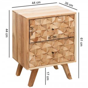 REWA tömör akác éjjeliszekrény - 44cm
