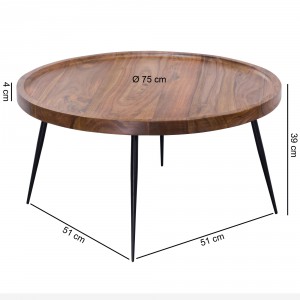 PAULA tömör rózsafa dohányzóasztal - 75cm