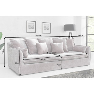 HEAVEN modern 3 személyes kanapé - taupe bársony - 210cm