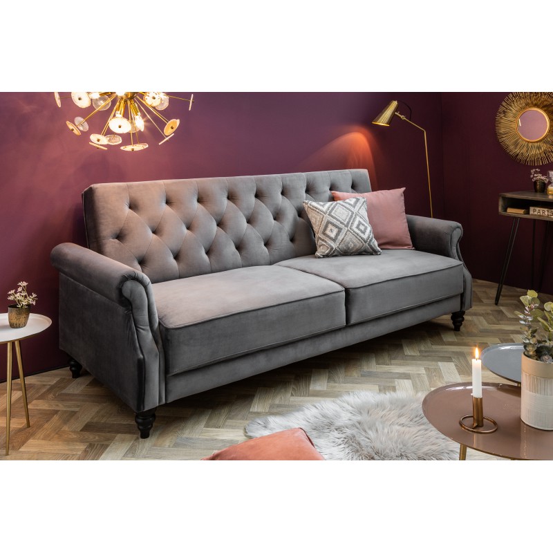 LEONARD-II design bársony kanapé - szürke - 220cm