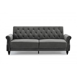 LEONARD-II design bársony kanapé - szürke - 220cm