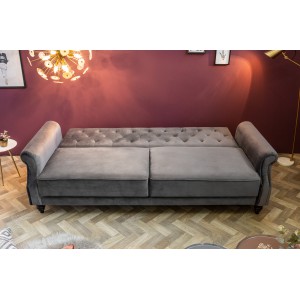 LEONARD-II design bársony kanapé - szürke - 220cm