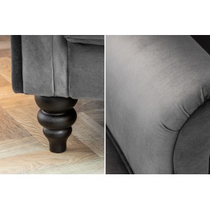 LEONARD-II design bársony kanapé - szürke - 220cm