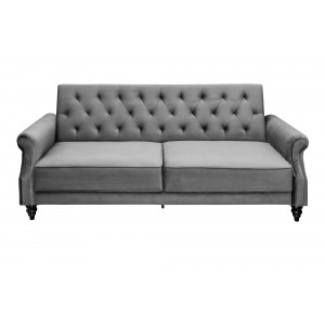 LEONARD-II design bársony kanapé - szürke - 220cm