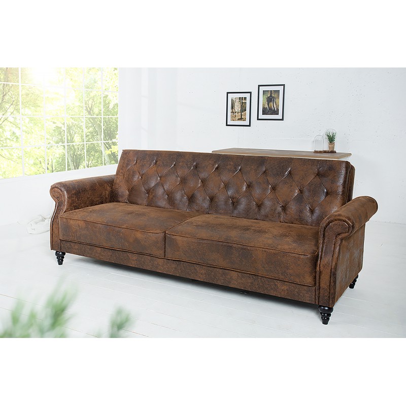 LEONARD-II design bársony kanapé - antik barna - 220cm